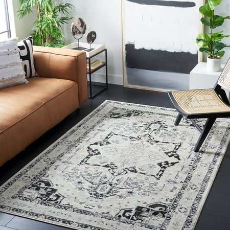 SAFAVIEH Brentwood Ezra Oriental Area Rug, Ivory/Black, 5'3" x 7'6"