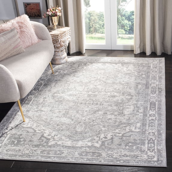 SAFAVIEH Brentwood Ezra Oriental Area Rug, Cream/Gray, 5' x 5' Square