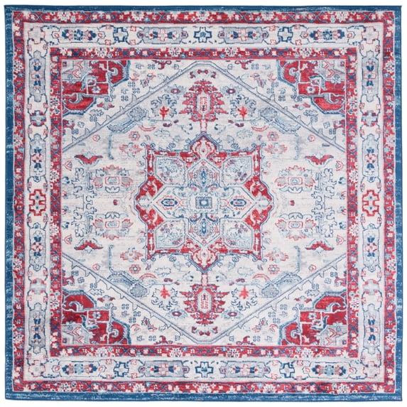 SAFAVIEH Brentwood Ezra Oriental Area Rug, Ivory/Red, 6'7" x 6'7" Square