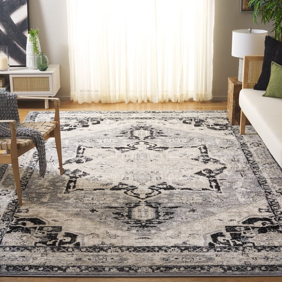 SAFAVIEH Brentwood Ezra Oriental Area Rug, Silver/Black, 6'7" x 6'7" Square