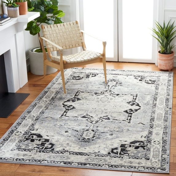 SAFAVIEH Brentwood Ezra Oriental Area Rug, Silver/Black, 6' x 9'