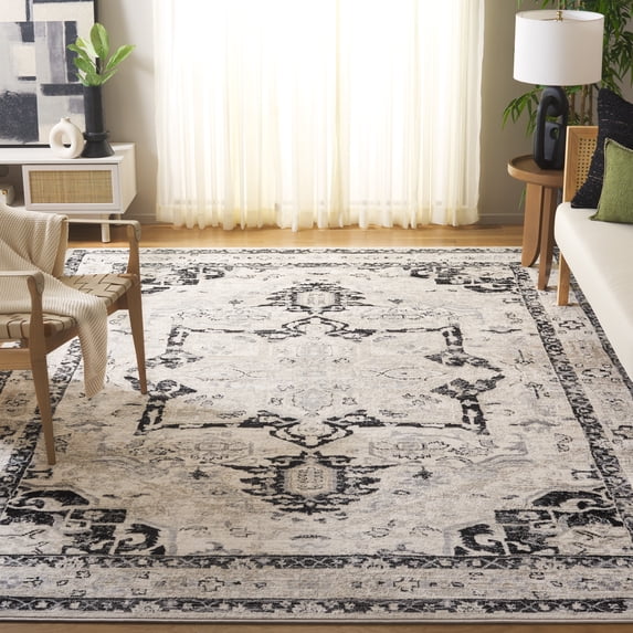 SAFAVIEH Brentwood Ezra Oriental Area Rug, Ivory/Black, 9' x 12'