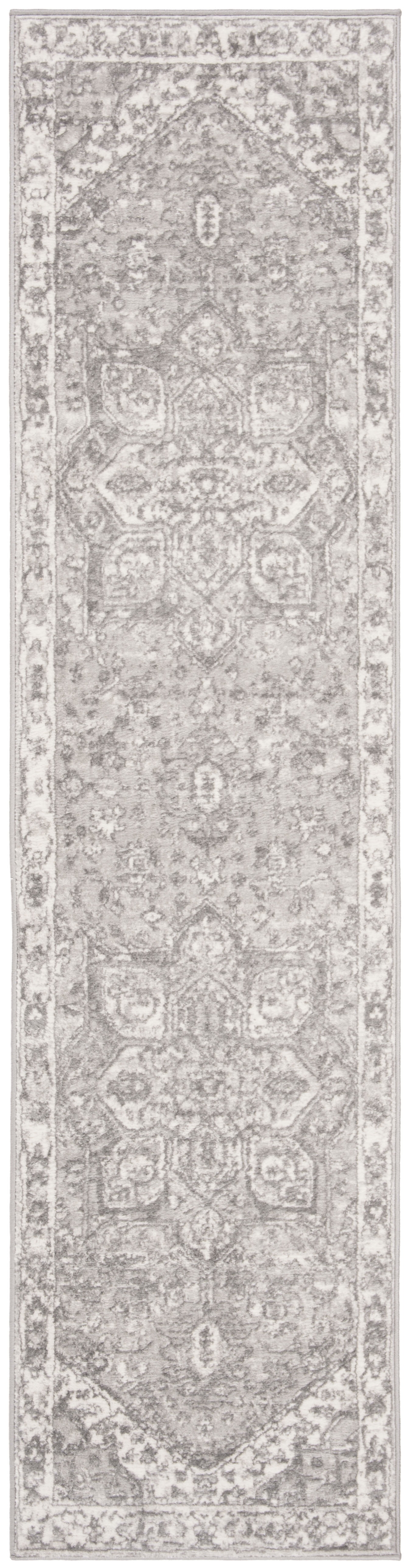 Elegant Cream/Grey Synthetic 2' x 10' Runner Rug