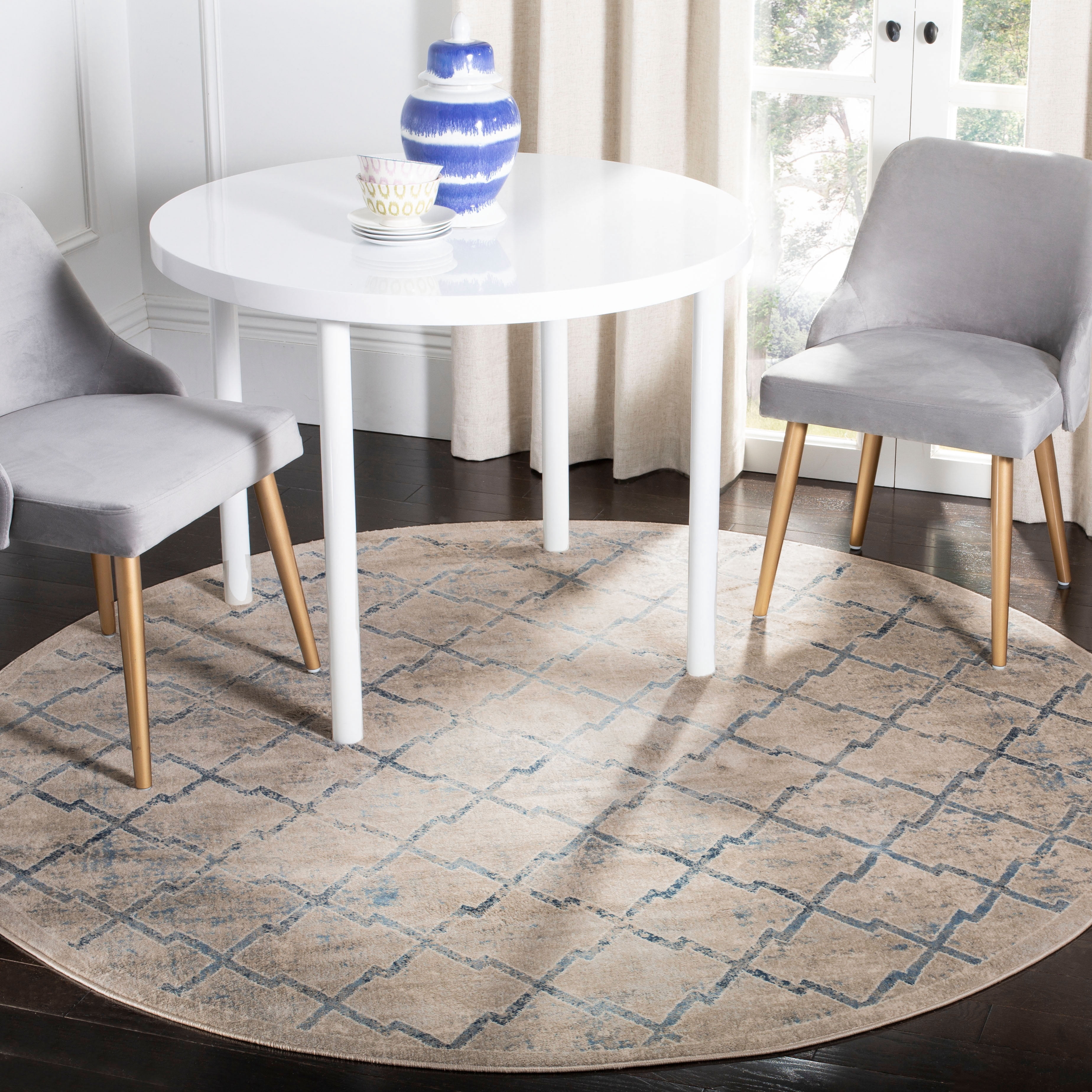 SAFAVIEH Brentwood Celandine Geometric Area Rug, 5' x 5' Round, Light Grey/Blue