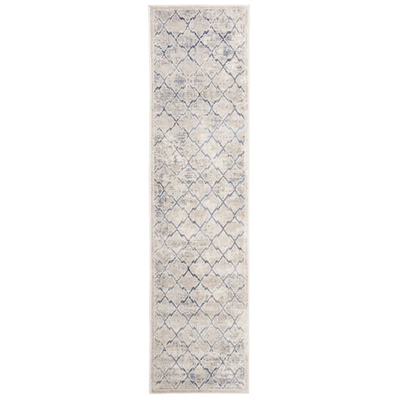 SAFAVIEH Brentwood Celandine Geometric Runner Rug, 2' x 22', Light Grey/Blue
