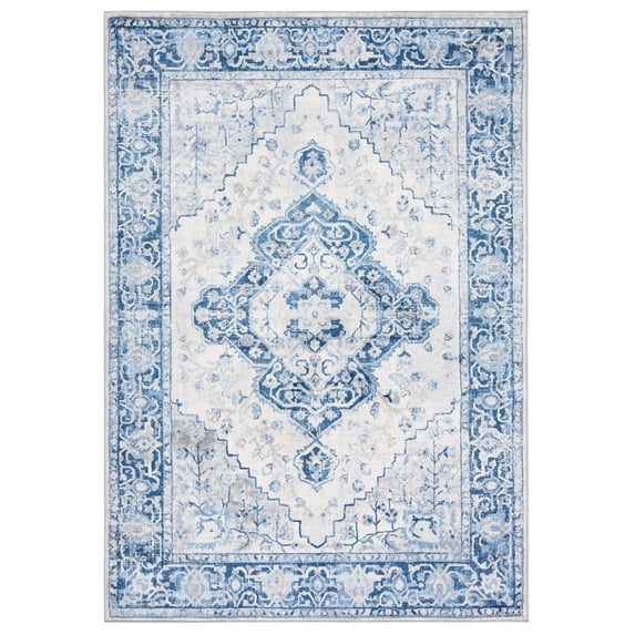 SAFAVIEH Brentwood Cherette Oriental Area Rug, Blue/Ivory, 4' x 6'