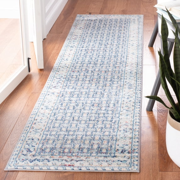 SAFAVIEH Brentwood Dory Geometric Runner Rug, Blue/Yellow, 2' x 8'