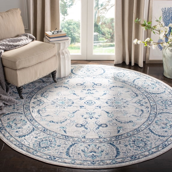 SAFAVIEH Brentwood Aloysius Oriental Area Rug, Light Gray/Blue, 3' x 3' Round