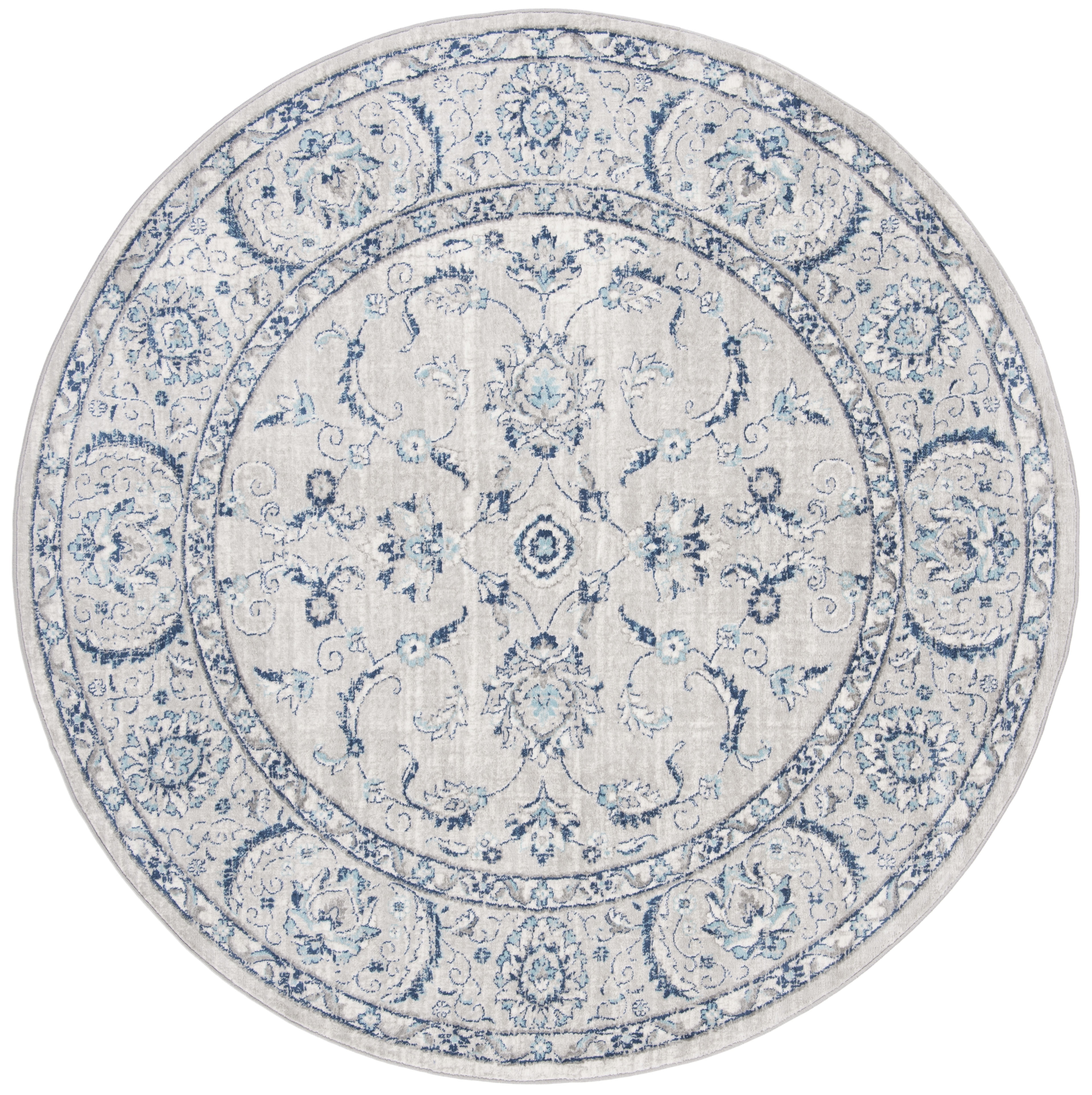 Hand-Knotted Elegance Round Gray Synthetic 59" Rug
