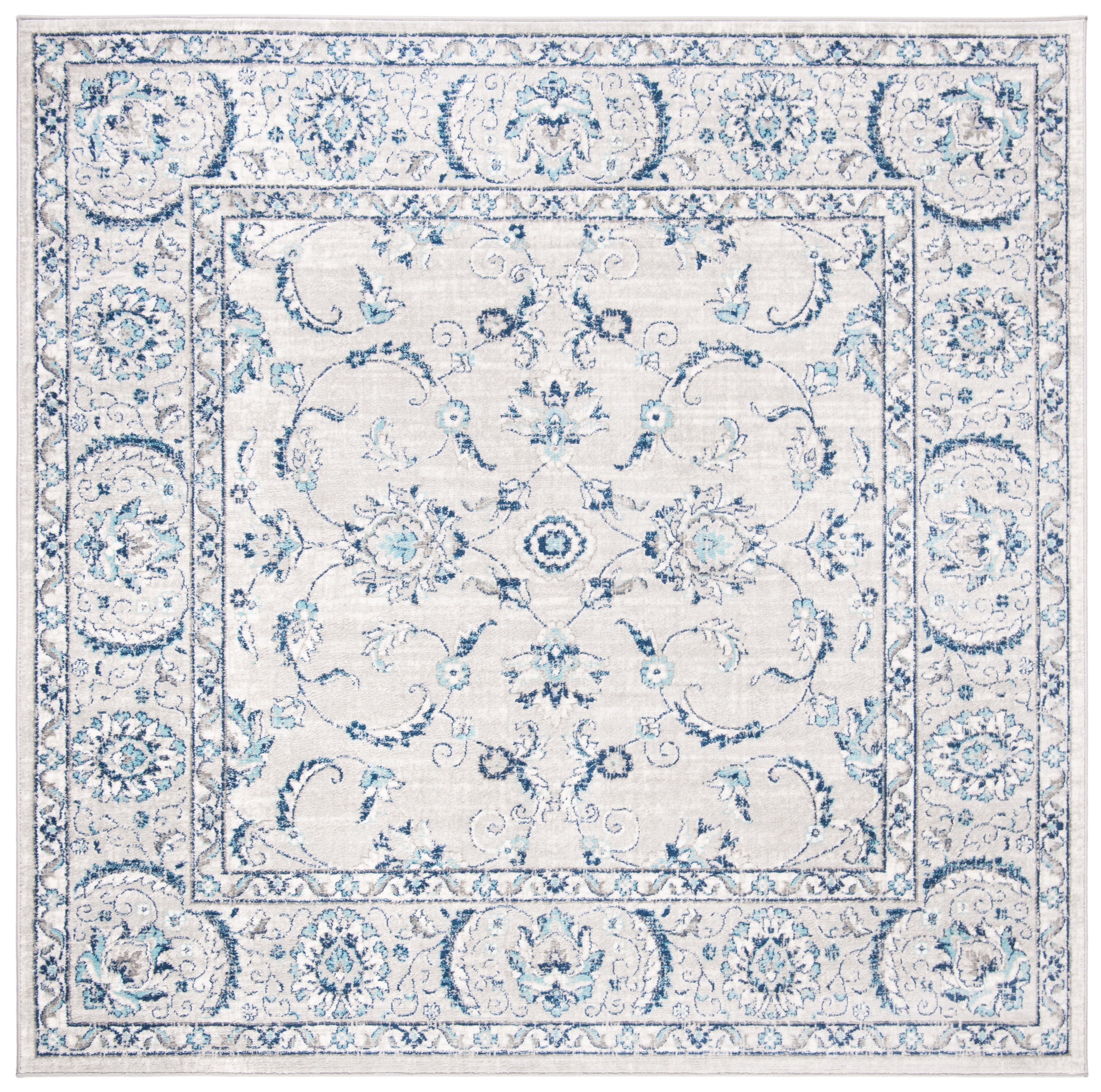 Majestic Heirloom-Inspired 5' x 5' Square Synthetic Gray Rug