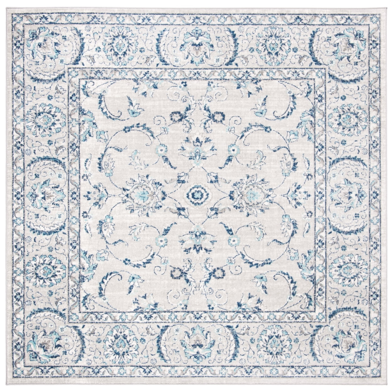 Majestic Heirloom-Inspired 5' x 5' Square Synthetic Gray Rug