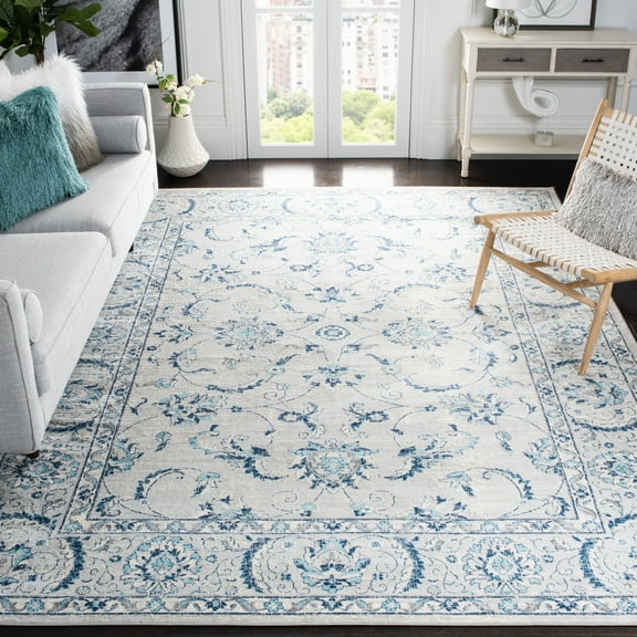 SAFAVIEH Brentwood Aloysius Oriental Area Rug, Light Gray/Blue, 6'7" x 6'7" Square
