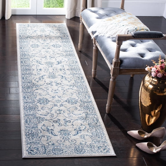 SAFAVIEH Brentwood Aloysius Oriental Runner Rug, Light Gray/Blue, 2' x 10'