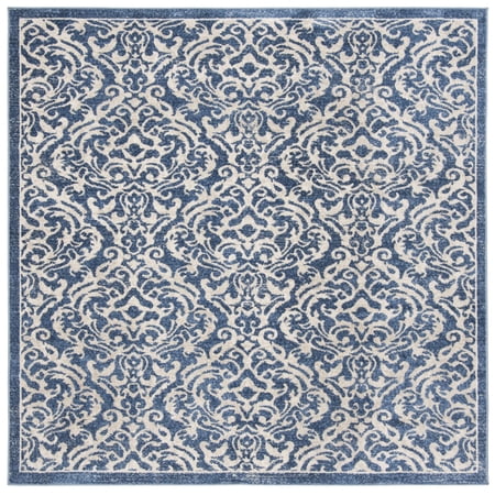SAFAVIEH Brentwood Dilara Damask Area Rug, 3' x 3' Square, Navy/Cream