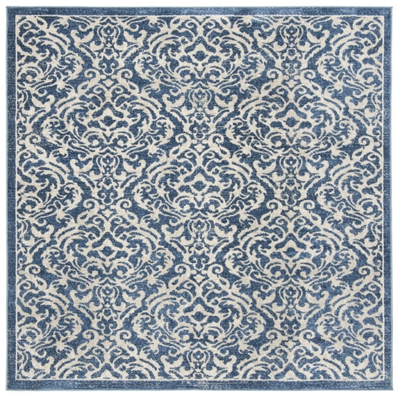SAFAVIEH Brentwood Dilara Damask Area Rug, 3' x 3' Square, Navy/Cream