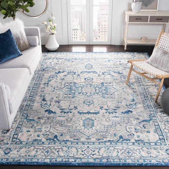 SAFAVIEH Brentwood Dimas Oriental Area Rug, Light Gray/Blue, 8' x 8' Square