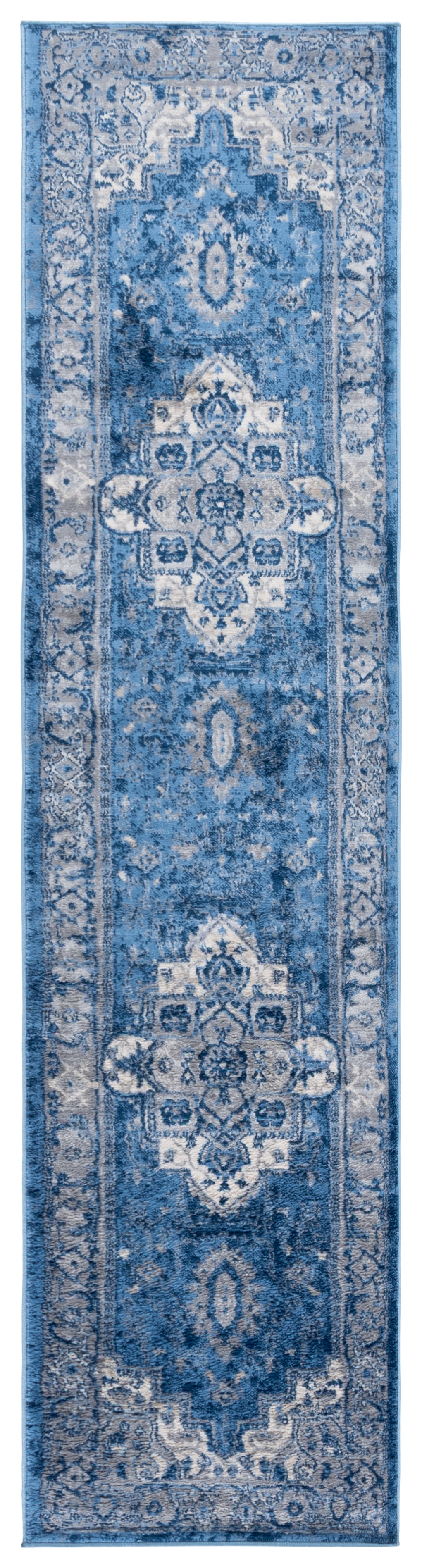 SAFAVIEH Brentwood Dimas Oriental Runner Rug, Blue/Grey, 2' x 8 ...