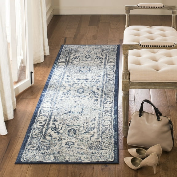 SAFAVIEH Brentwood Dimas Oriental Runner Rug, Light Grey/Blue, 2' x 6'