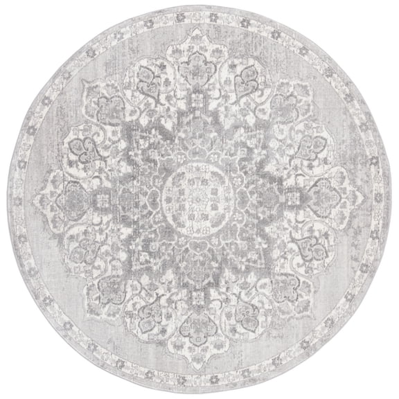 SAFAVIEH Brentwood Dimitri Floral Bordered Area Rug, 10' x 10' Round, Grey/Ivory