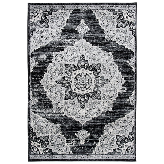 SAFAVIEH Brentwood Dimitri Floral Bordered Area Rug, 10' x 13', Black/Grey
