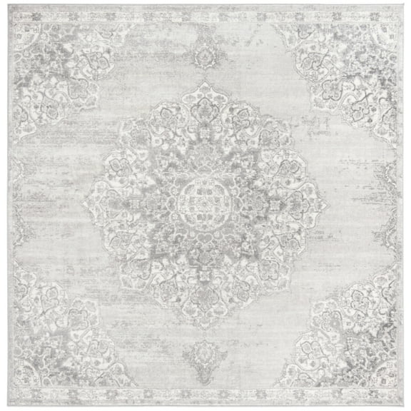 SAFAVIEH Brentwood Dimitri Floral Bordered Area Rug, 11' x 11' Square, Grey/Ivory