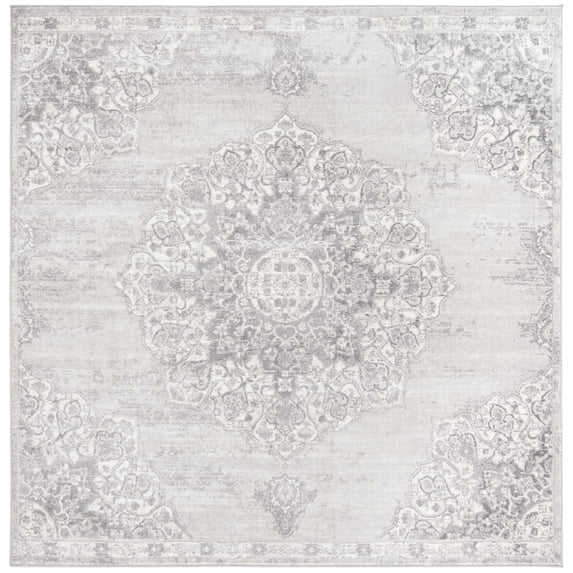 SAFAVIEH Brentwood Dimitri Floral Bordered Area Rug, 12' x 12' Square, Grey/Ivory