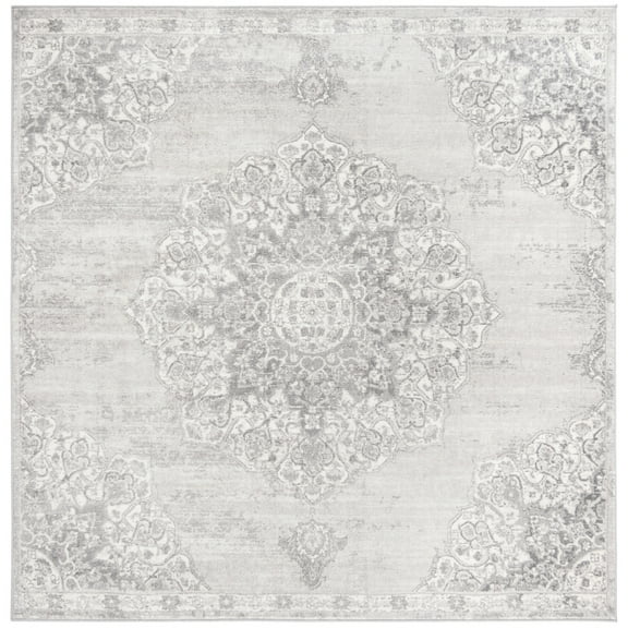 SAFAVIEH Brentwood Dimitri Floral Bordered Area Rug, 3' x 3' Square, Grey/Ivory