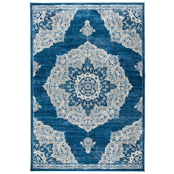 SAFAVIEH Brentwood Dimitri Floral Bordered Area Rug, 4' x 6', Navy/Grey