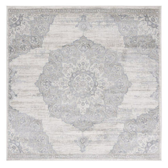 SAFAVIEH Brentwood Dimitri Floral Bordered Area Rug, 6'7" x 6'7" Square, Ivory/Beige