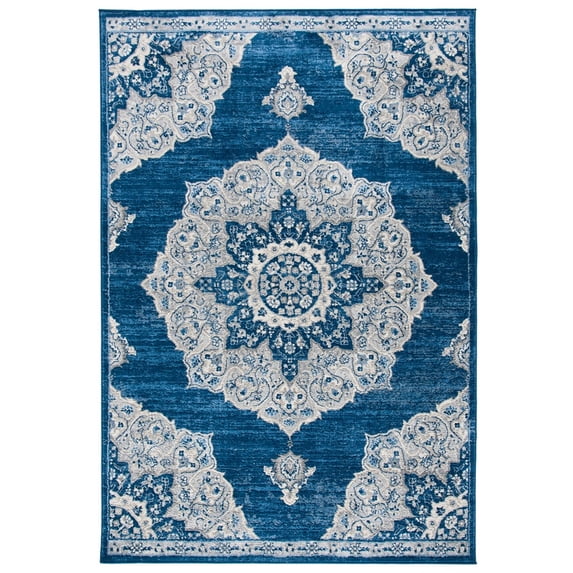 SAFAVIEH Brentwood Dimitri Floral Bordered Area Rug, 8' x 10', Navy/Grey