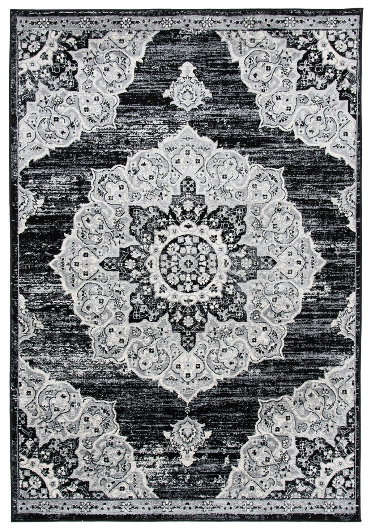 SAFAVIEH Brentwood Dimitri Floral Bordered Area Rug, 9' x 12', Black/Grey