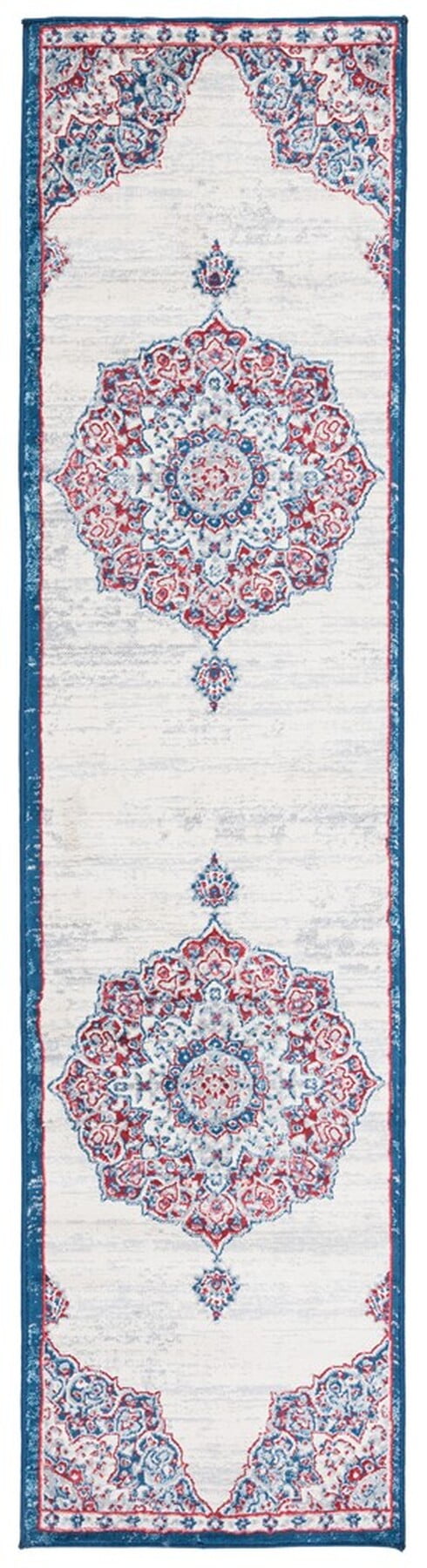 SAFAVIEH Brentwood Dimitri Floral Bordered Area Rug, 9' x 12', Ivory/Red