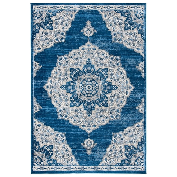SAFAVIEH Brentwood Dimitri Floral Bordered Area Rug, 9' x 12', Navy/Ivory