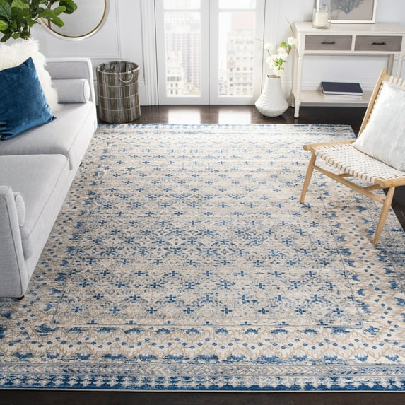 SAFAVIEH Brentwood Dory Geometric Area Rug, Light Gray/Blue, 12' x 12' Square