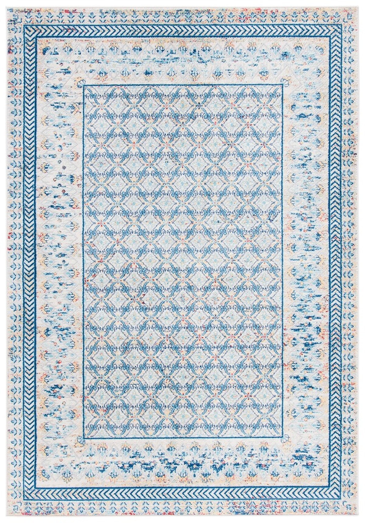 Brentwood Blue and Yellow Synthetic 3' x 5' Area Rug