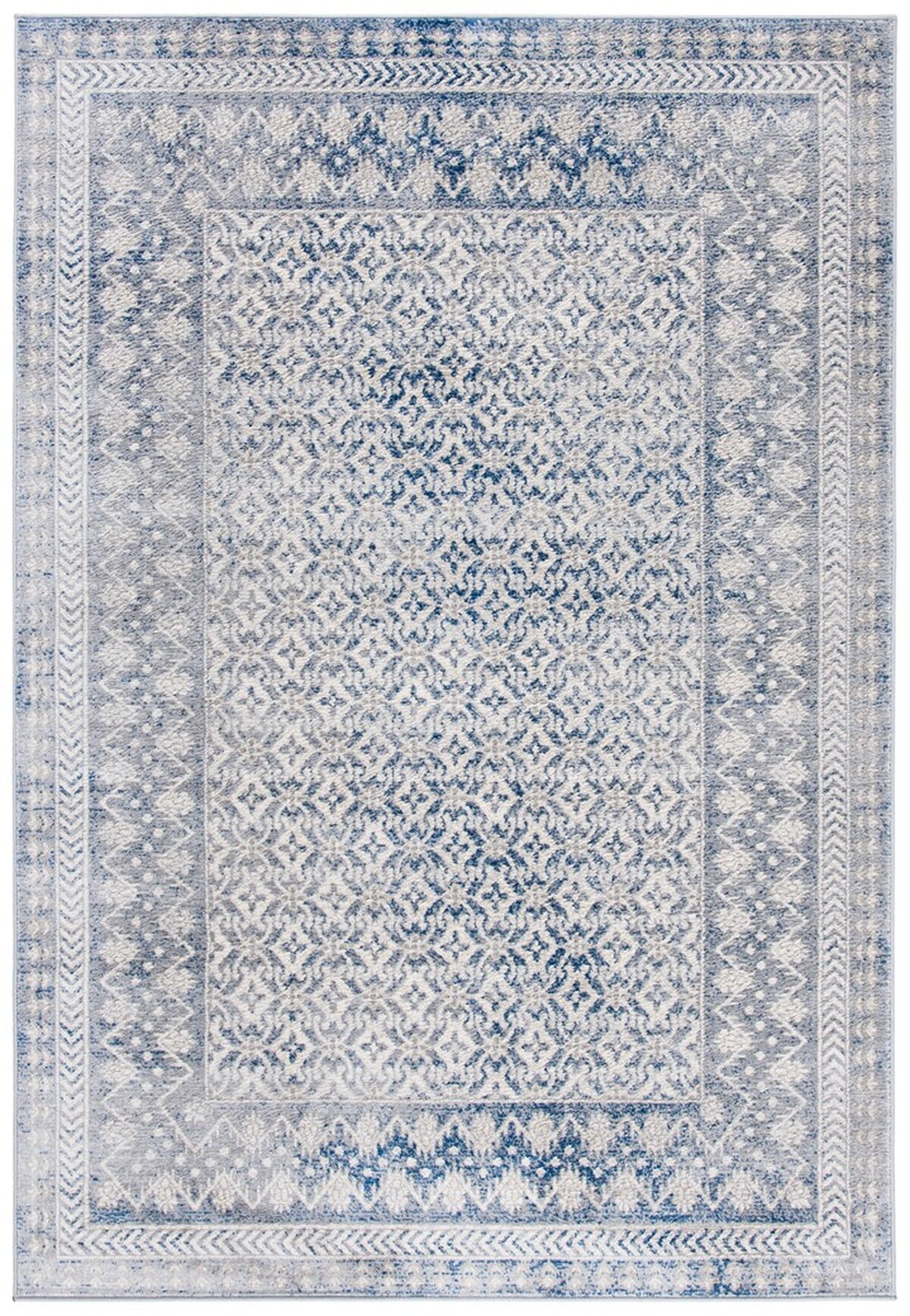 Ivory and Light Grey Synthetic Reversible Area Rug