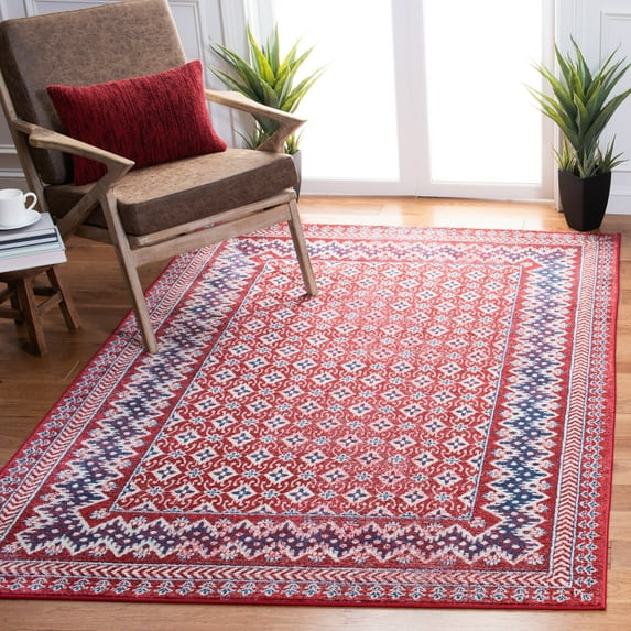 SAFAVIEH Brentwood Dory Geometric Area Rug, Red/Ivory, 3' x 5'