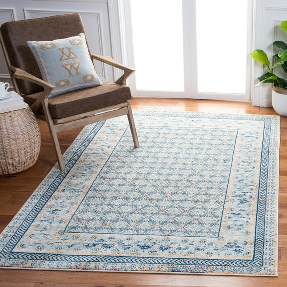SAFAVIEH Brentwood Dory Geometric Area Rug, Blue/Yellow, 4' x 6'