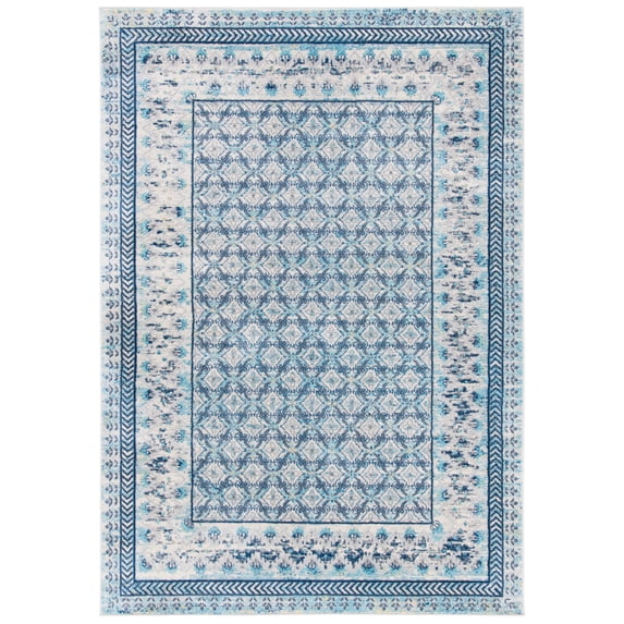 SAFAVIEH Brentwood Dory Geometric Area Rug, Ivory/Aqua, 6' x 9'