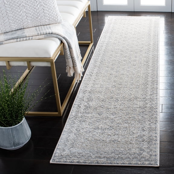 SAFAVIEH Brentwood Dory Geometric Runner Rug, Ivory/Gray, 2' x 10'
