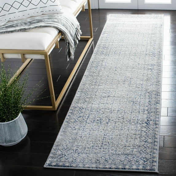 SAFAVIEH Brentwood Dory Geometric Runner Rug, Ivory/Light Gray, 2' x 12'