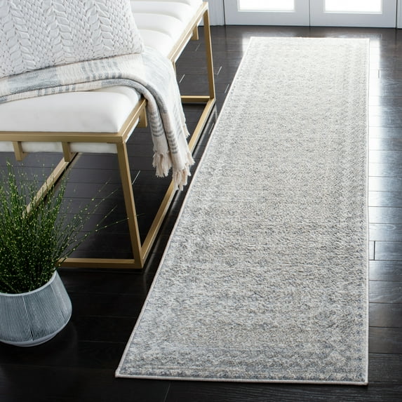 SAFAVIEH Brentwood Dory Geometric Runner Rug, Ivory/Gray, 2' x 8'