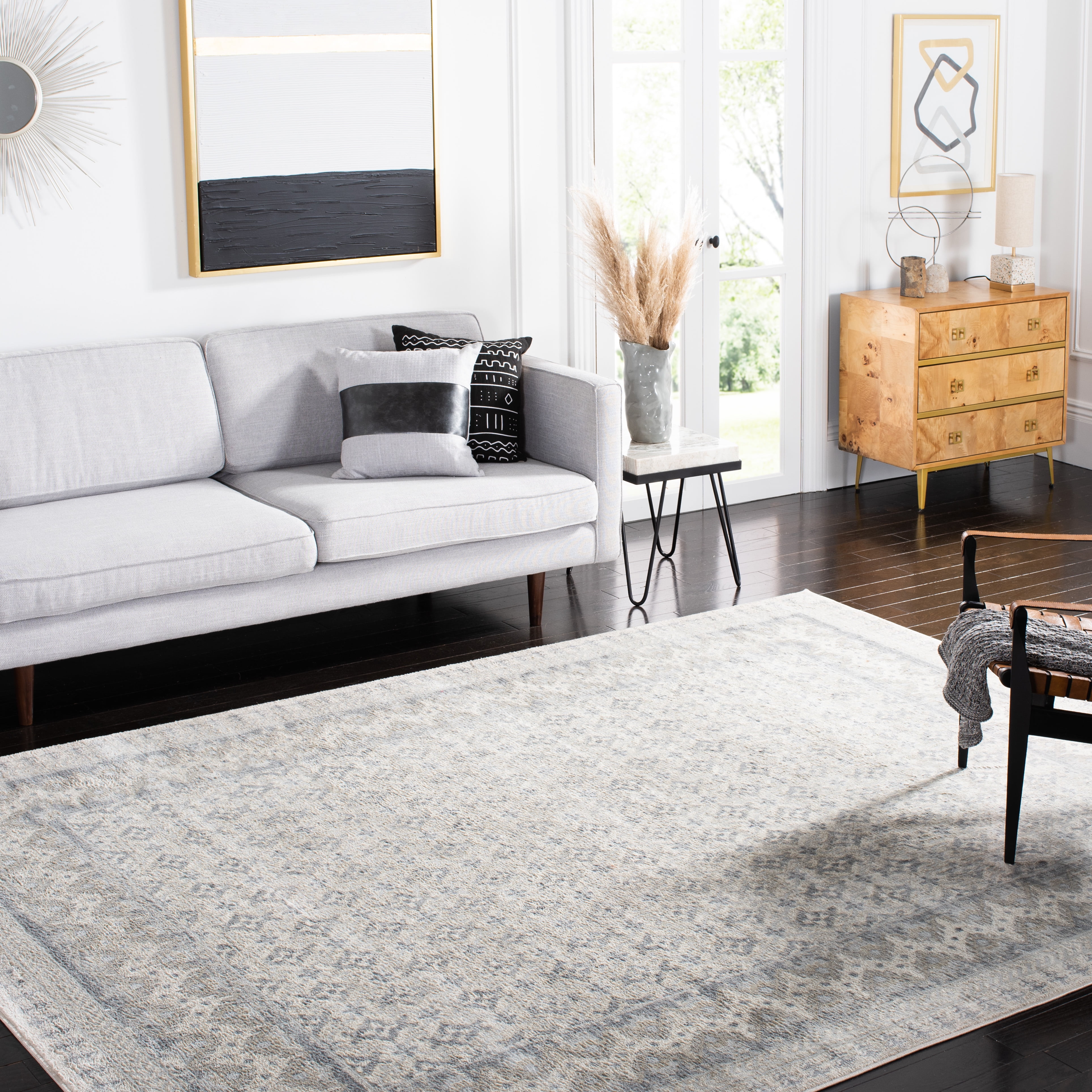 SAFAVIEH Brentwood Dory Geometric Area Rug, Ivory/Gray, 11' x 15'