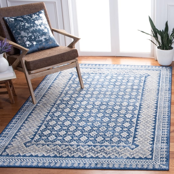 SAFAVIEH Brentwood Dory Geometric Area Rug, Navy/Beige, 5'3" x 7'6"