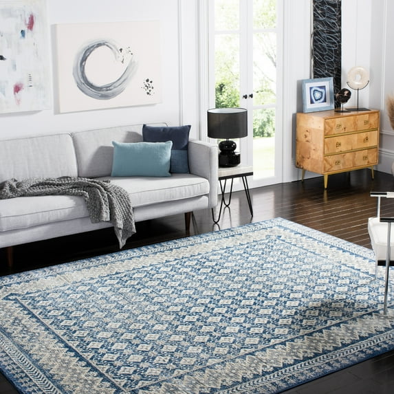 SAFAVIEH Brentwood Dory Geometric Area Rug, Navy/Beige, 6'7" x 6'7" Square