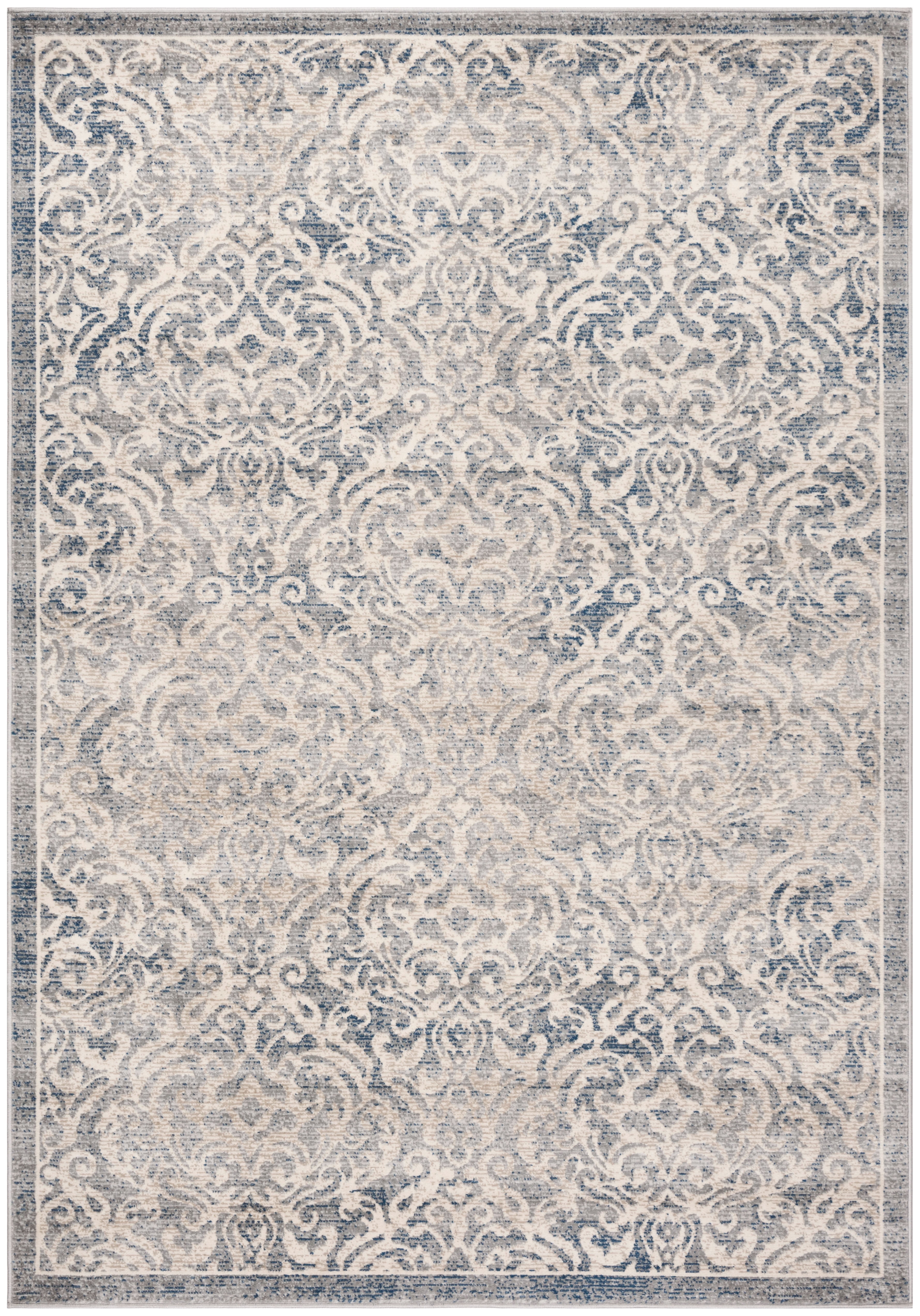 SAFAVIEH Brentwood Eliza Damask Area Rug, Light Grey/Blue, 6' x 9'