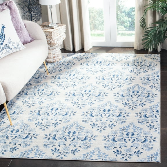 SAFAVIEH Brentwood Ellen Damask Area Rug, Cream/Blue, 3' x 5'