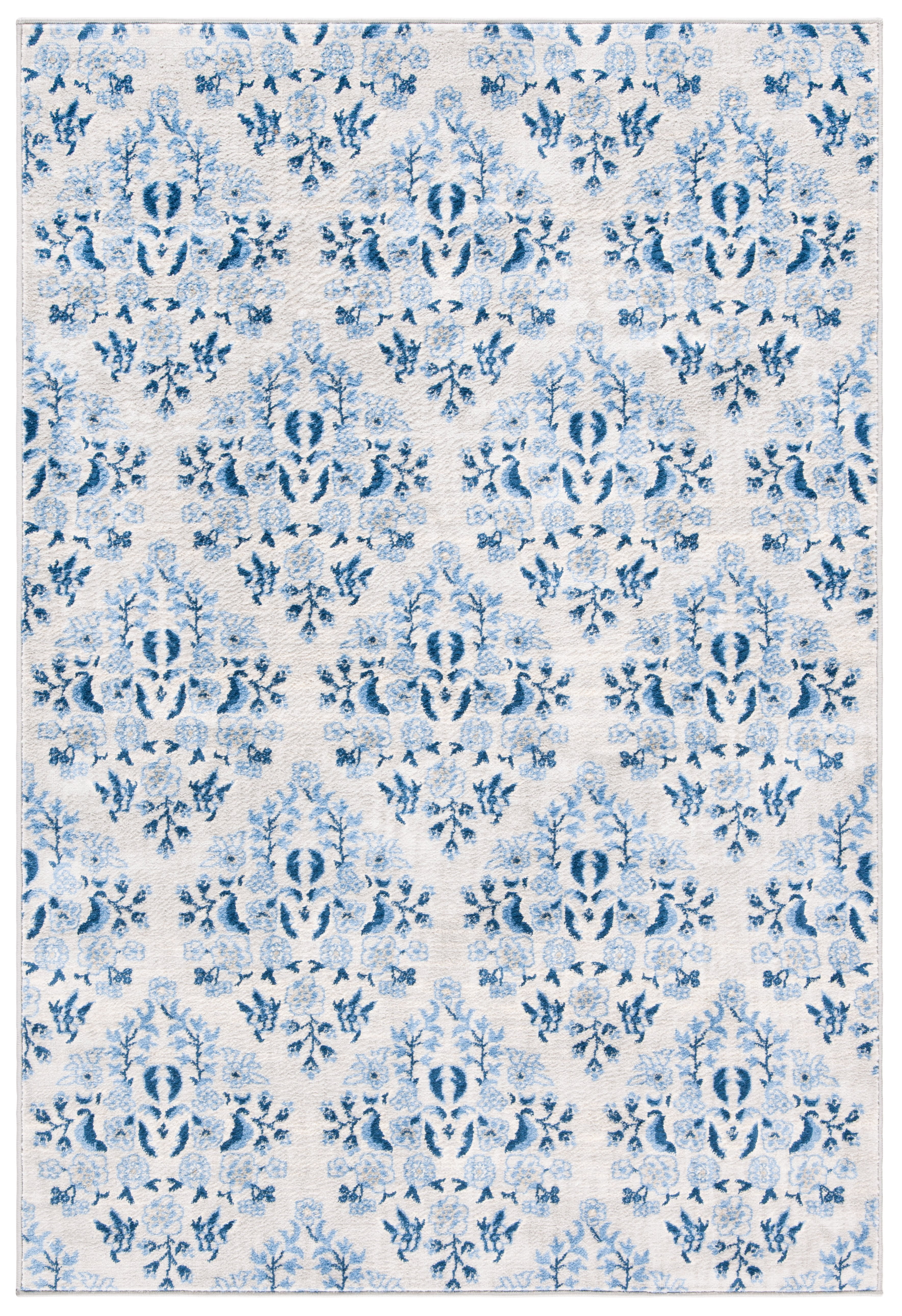 Heirloom Blue 4'x6' Hand-Knotted Synthetic Easy-Care Area Rug