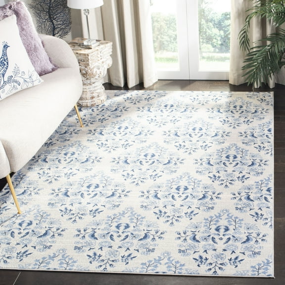 SAFAVIEH Brentwood Ellen Damask Area Rug, Cream/Blue, 5'3" x 7'6"
