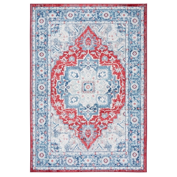 SAFAVIEH Brentwood Emalee Oriental Area Rug, Blue/Red, 5'3" x 7'6"
